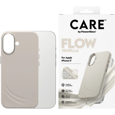 Panzer Гръб Care by PanzerGlass за iPhone 17, FLOW Case w haptic button - Vanilla