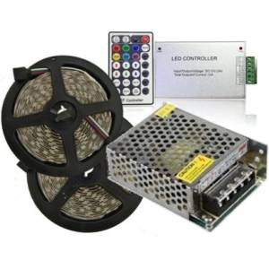  Комплект 10m LED лента RGB 30 LED/м с RF контролер, 5 A захранване (1137)