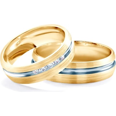 SAVICKI Сватбени халки: двуцветно злато, кръгли. 6 мм