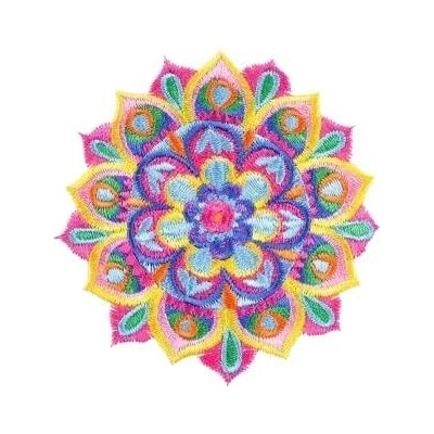 Nažehlovací nášivka - květinová mandala II (7,3 x 7,3 cm)