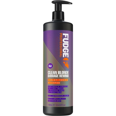 Fudge Clean Blonde Damage Rewind fialový tónovací šampon pro blond a melírované vlasy 1000 ml