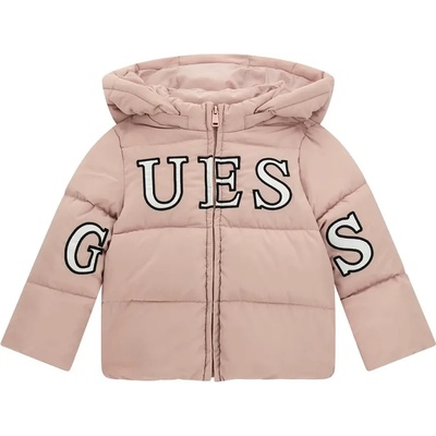 GUESS Зимно яке за мини момиче в розов цвят с голям надпис Guess