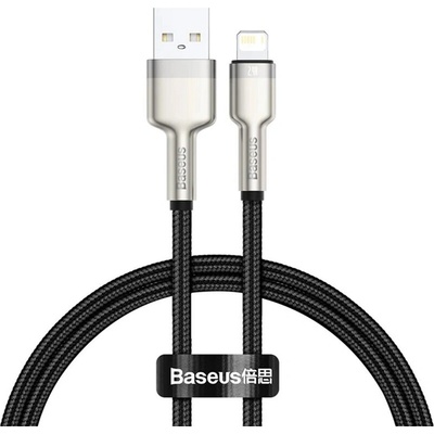 Baseus USB към Lightning кабел, 2.4A, 480Mbps, 25 см - Baseus Cafule Series Metal (CALJK-01) - черен