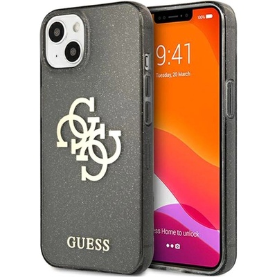 GUESS Гръб Guess TPU Big 4G Full Glitter Case за iPhone 13 - Черен