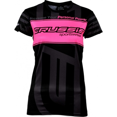 Triko černé s růžový fluo pruh