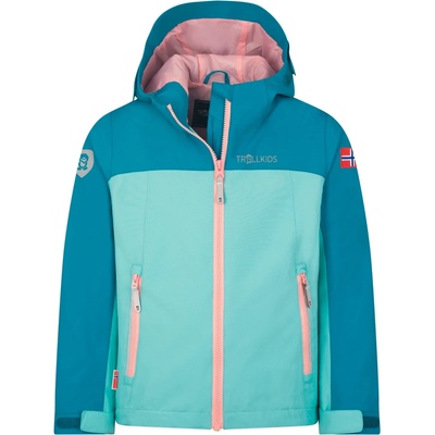 TROLLKIDS Детско водоустойчиво яке Trollkids Kid's Telemark Jacket Waterproof jacket - Harbor Blue / Aqua Haze / Peony Rose - размер 104 (EU) (703-3032-1413)