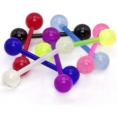 Šperky eshop akrylový piercing do jazyka barevná činka SP10.22 neonová zelená