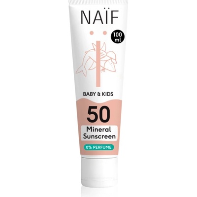 Naif Baby & Kids Mineral Sunscreen SPF 50 0 % Perfume слънцезащитни продукти за бебета и деца без парфюм SPF 50 100ml