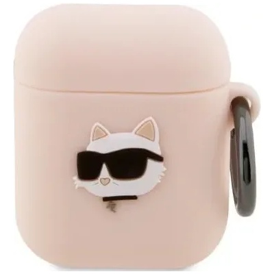 Karl Lagerfeld AirPods 1/2 розов силиконов калъф Choupette Head 3D (KLA2RUNCHP)