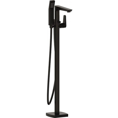 Inter Ceramic Стоящ смесител за вана ICL 8214B, месинг, черен мат, подово захранване, с шлаух и слушалка, 94.8x20.15см (8214B)