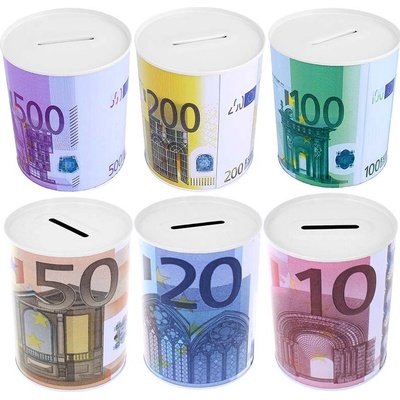 CashSave pokladnička na peniaze kovová 10x7cm Euro