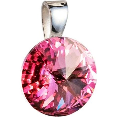 Pavona Stříbrný přívěsek s krystaly Swarovski růžový kulatý-rivoli 34112.3