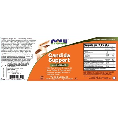 NOW Хранителна добавка Билков комплекс за здрав храносмилателен тракт, Now Foods Candida Support 90caps