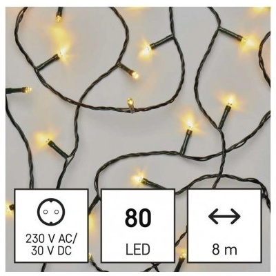 LED vianočná reťaz 8 m vonkajšia aj vnútorná teplá biela časovač 8592920095379