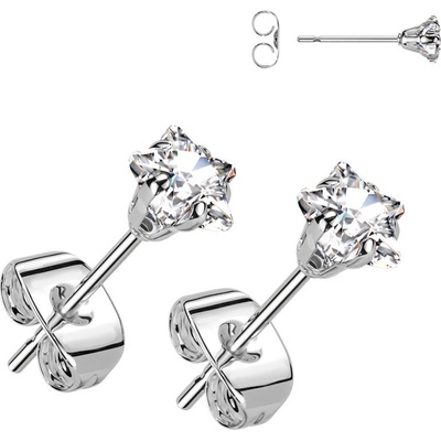 Steel Edge náušnice pecky chirurgická ocel SEST384678CZ-Hvězdy