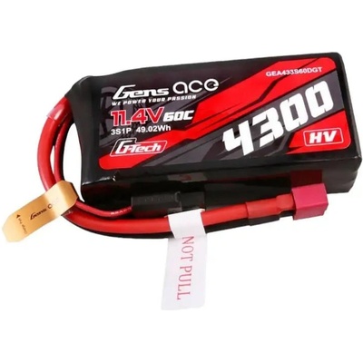Gens ace Батерия Gens Ace G-Tech, 4300mAh, 3S1P, 11.4V, 60C, Lipo Battery с T-конектор (GEA433S60DGT)