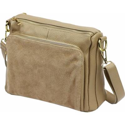 Luka Dámska kožená crossbody kabelka béžová na rameno 26-008