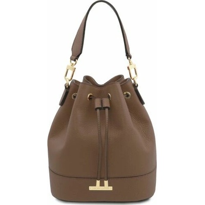 Tuscany Leather Kožená kabelka do ruky s crossbody popruhom TL Bag Tmavá Taupe