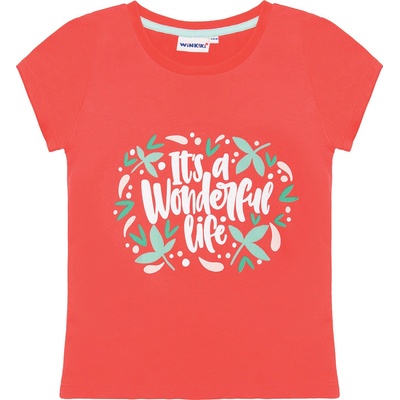 Winkiki kids Wear dívčí tričko Wonderfull life korálová