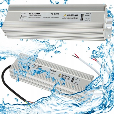 NAPÁJECÍ ZDROJ 24V LED 10,5A 250W PRO PÁSKY CCTV VODĚODOLNÝ IP67 SILNÝ 10A