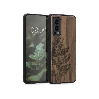 Púzdro kwmobile Drevené OnePlus Nord 2 5G tmavě hnědé