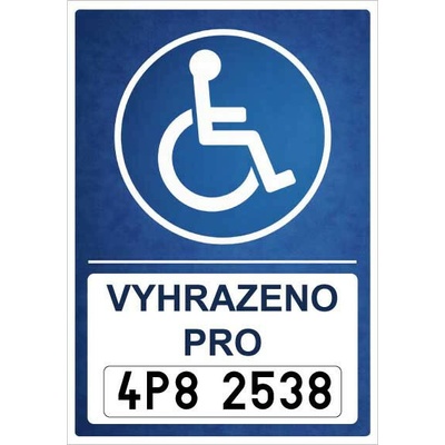 ⚠️ Cedule Vyhrazené parkování pro invalidy – na SPZ - A5 - 15x21 cm / Hliníkový sendvič tl. 3mm