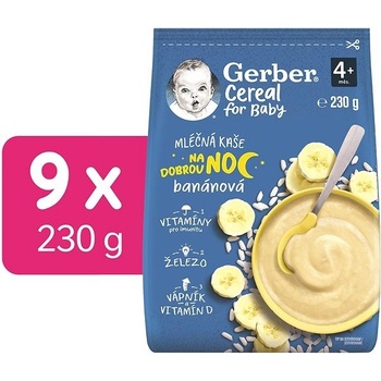 Gerber Cereal mléčná kaše banánová Dobrou noc 9 x 230 g
