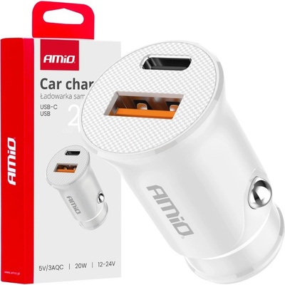 AMIO Nabíječka do auta USB-A + USB-C 20W 12/24V