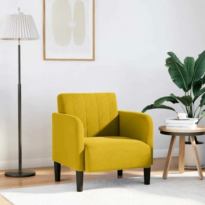 vidaXL 4100584 Rozkládací s područkami žlutá 54 cm samet