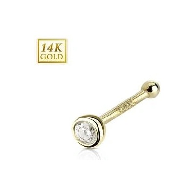 Šperky4U zlatý piercing do nosu zirkon ZL01175-YG