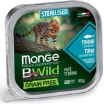 Monge Natural Superpremium BWild Grain Free Sterilised Cat Tuna with vegetables - Pate terrine - пастет за кастрирани котки в зряла възраст, БЕЗ ЗЪРНО, с риба тон и зеленчуци - 100 гр, Италия - 2898
