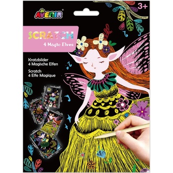 Škrabací obrázky 4 ks Elfové