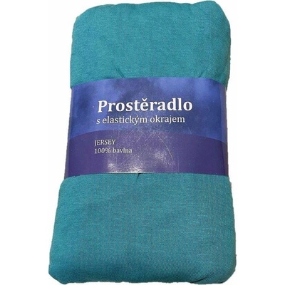 Jerry Fabrics Prostěradlo Jersey Tyrkys zelená Bavlna 90x200