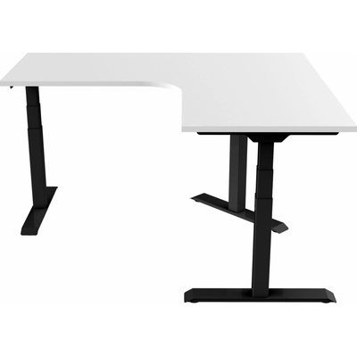 Delso Rohový výškovo nastaviteľný stôl Shaper 130 x 160 cm ľavý, biela / čierna