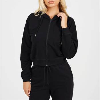 Brave Soul Суичър Brave Soul Cropped Zip Through Hoodie with Pockets - Black