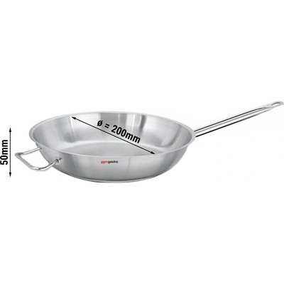 G.Gastro Pánev - nerezová ocel - 1,4 l - sendvičové dno - 200 mm - Výška: 50 mm - vhodné pro indukci, plyn, sklokeramiku a elektrický sporák - D9800660