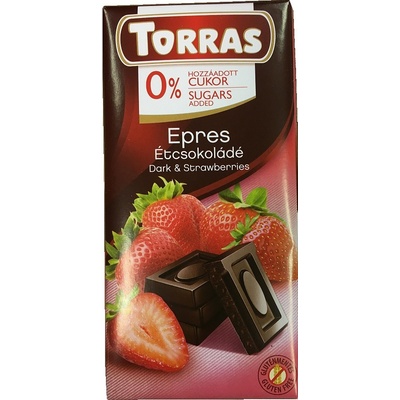 Torras Bezlepková hořká s jahodou bez přidaného cukru 75 g