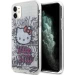 Hello Kitty Кейс Hello Kitty IML Kitty On Bricks Graffiti за iPhone 11 / Xr, бял (Hel000003-0)