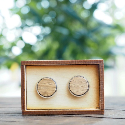 Wood Style manžetové knoflíčky dub – Zboží Dáma
