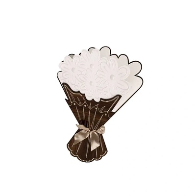 Поздравителна картичка Честит празник с букет бели цветя (К87003)