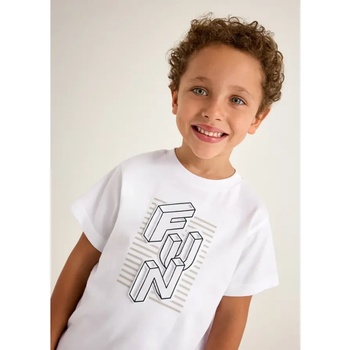 MAYORAL Тениска къс ръкав embossed "fun" в бял цвят за мини момче Майорал