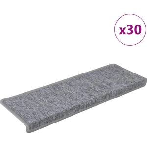 vidaXL Изтривалки за стълби, 30 бр. , 65x21x4 см, светлосиви, с правоъгълен кант (3365778)