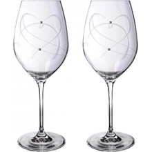 Swarovski Srdce sada 2 ks sklenic na víno s krystaly 470 ml