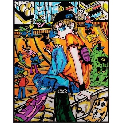 Colorvelvet zamatový obrázok Manga skateboard veľký