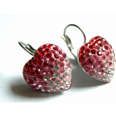 Steel Jewelry náušnice červené srdce z chirurgické oceli NS090420