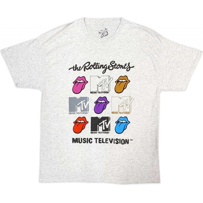 MTV tričko Rolling Stones Logo Grids šedé