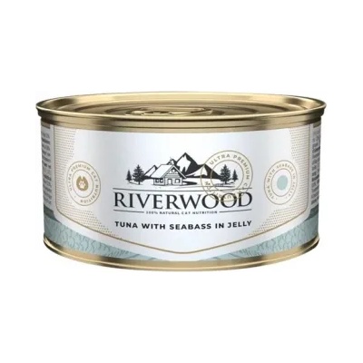 Riverwood - Висококачествена консервирана храна за котки над 1 година, с риба тон и лаврак в желе, 85 гр. / 3 броя