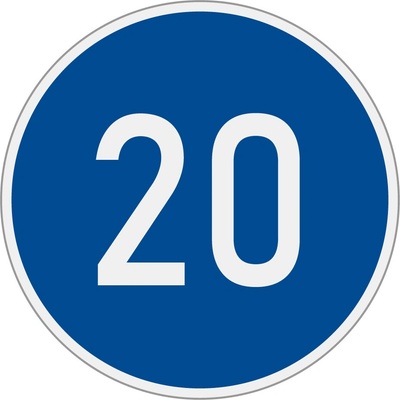 Dopravní značka C6a(20) Nejnižší dovolená rychlost (20 km/h)
