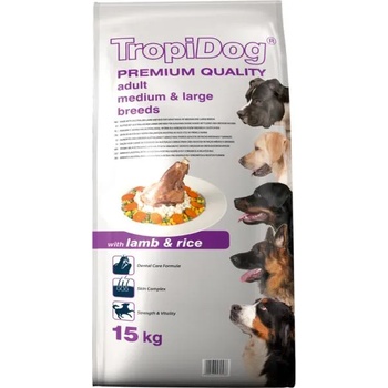 TropiDog Premium Adult Medium & Large Breeds - Lamb & Rice 15 kg