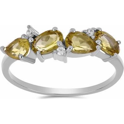 Nefertitis Prsten stříbrný s broušeným citrínem a zirkony 017035 CT